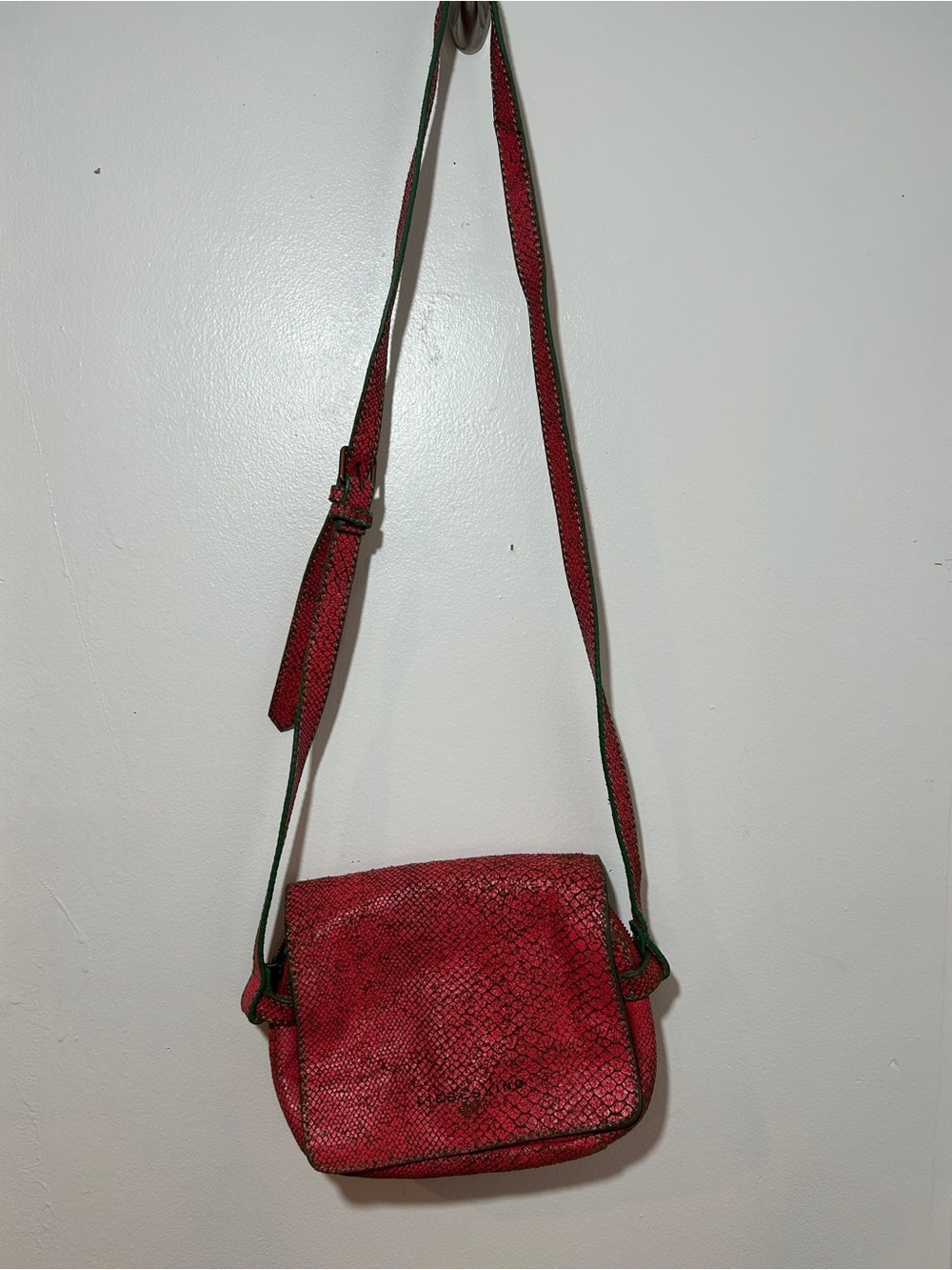 Liebeskind Red Textured Crossbody Shoulder Bag -